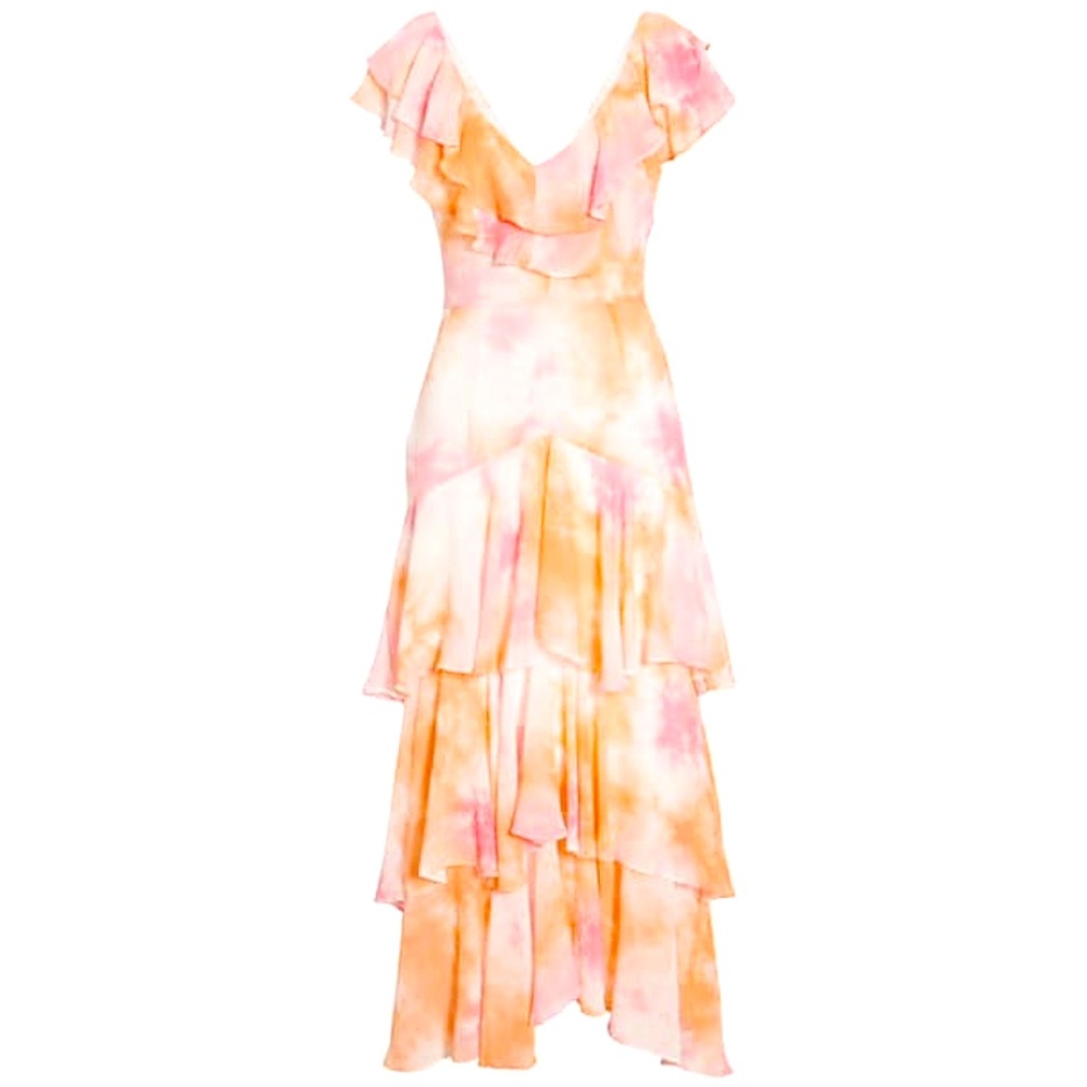 WAYF Chelsea Tiered Ruffle Maxi Dress (Tie Dye)